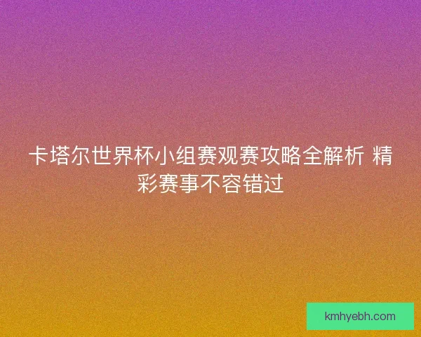 卡塔尔世界杯小组赛观赛攻略全解析 精彩赛事不容错过